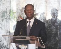 Ouattara lors de son discours devant la représentante des droits de l'Homme